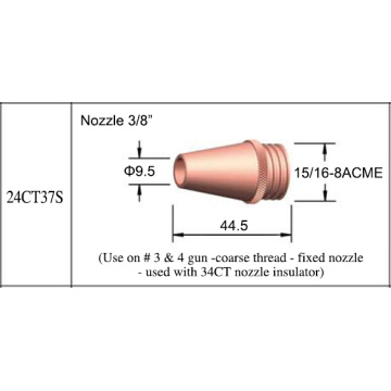 Tweco 4 # mig wleding antorcha piezas 24ct37s mig boquilla